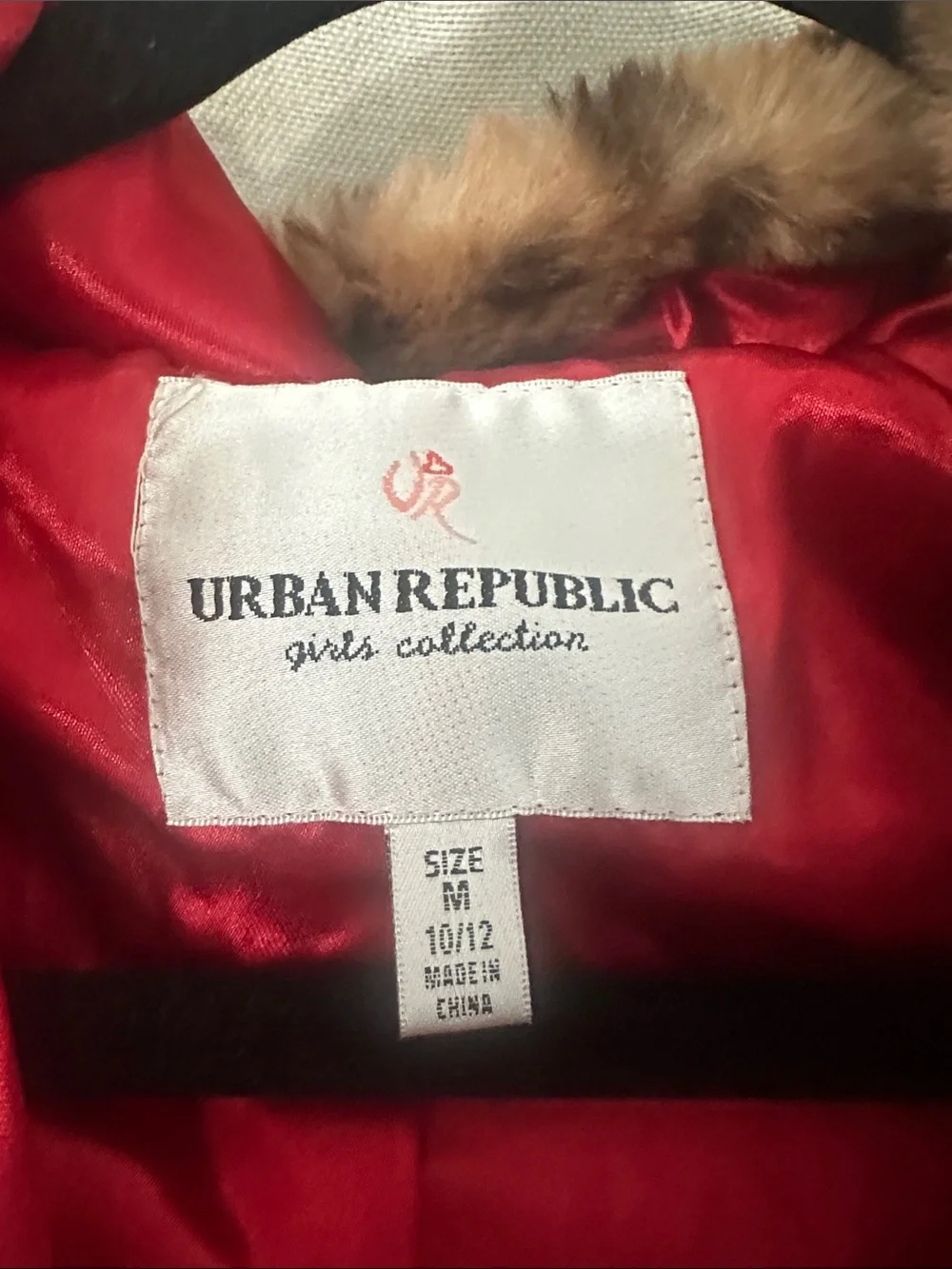 Urban Republic Leopard Print Faux Fur Coat with Red Lining